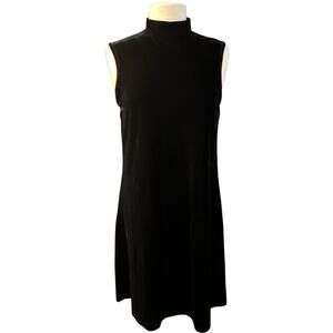 Vintage Cassini Black Velvet Mock Neck Dress Size Large